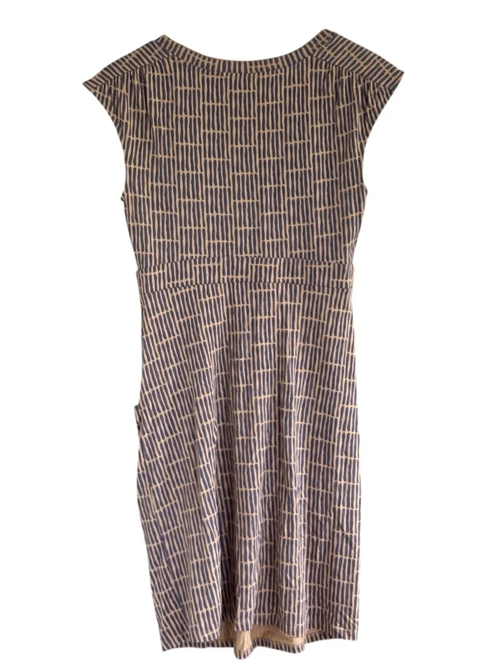Boden Summer Jersey Patterened Knee Length Womens Blue Tan Dress Size 4R